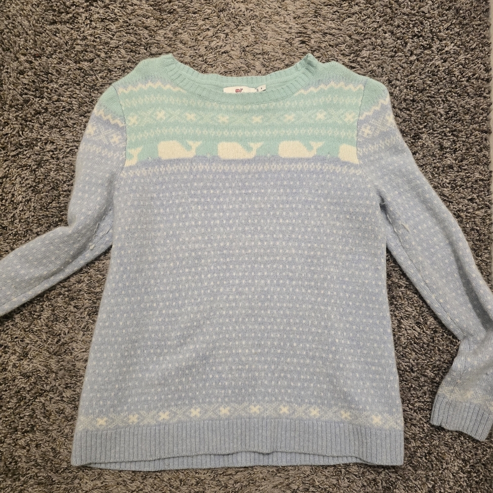 Vineyard Vines Pastel Blue Whale Sweater